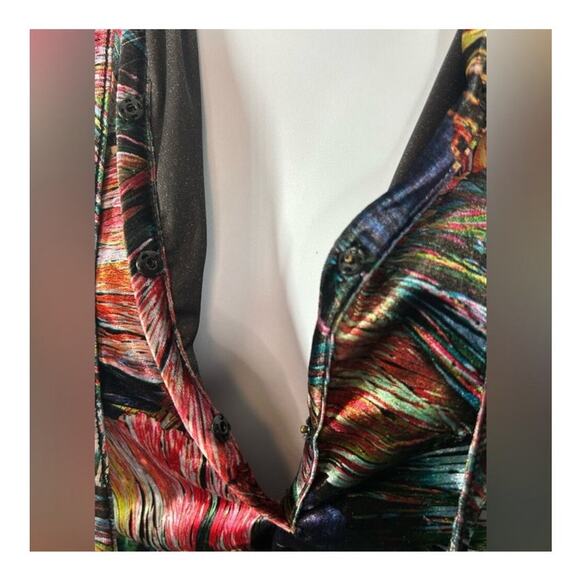 Ego Trippin’ Floral Velvet Maxi Dress Vintage Retro Vibrant XS - Picture 12 of 14